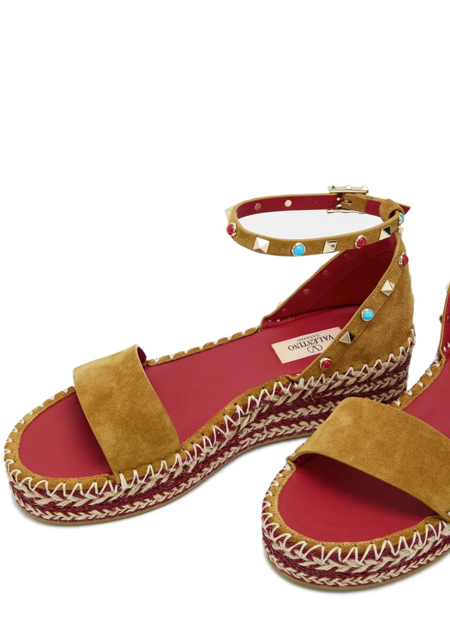 Rockstud 45 suede wedge espadrilles