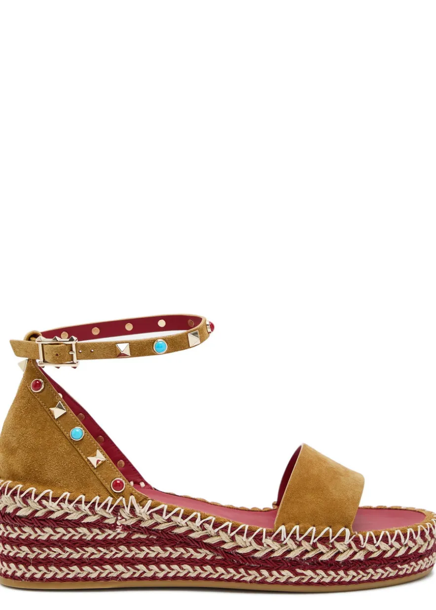 Rockstud 45 suede wedge espadrilles