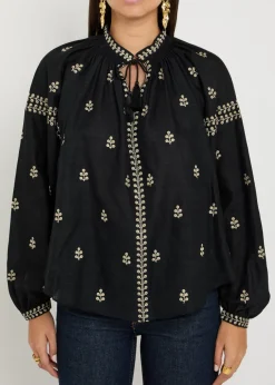 Rodis floral-embroidered silk blouse