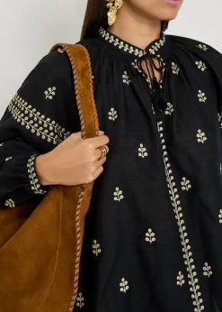 Rodis floral-embroidered silk blouse