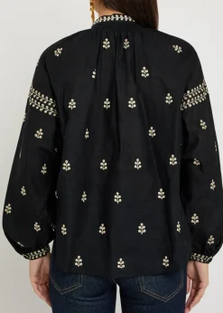 Rodis floral-embroidered silk blouse