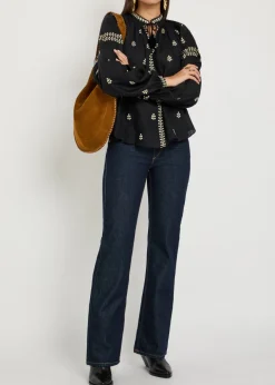 Rodis floral-embroidered silk blouse