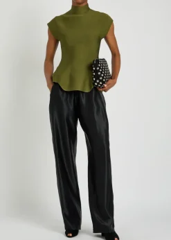 Rohen straight-leg satin trousers