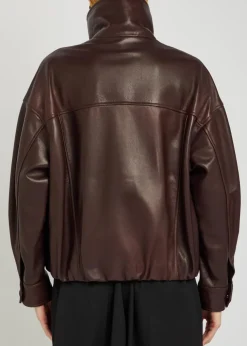Roland funnel-neck panelled leather jacket
