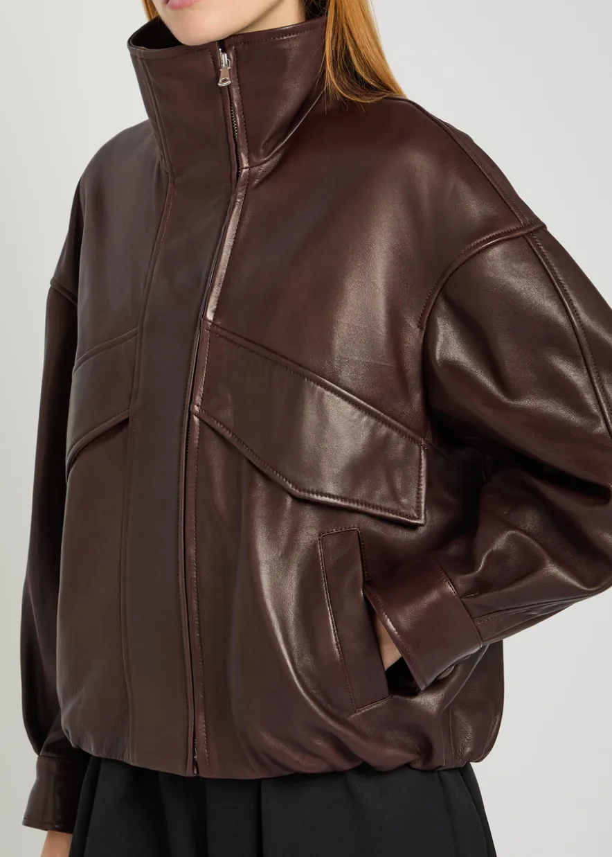 Roland funnel-neck panelled leather jacket