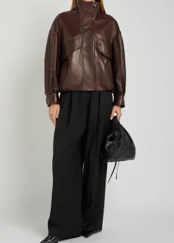 Roland funnel-neck panelled leather jacket