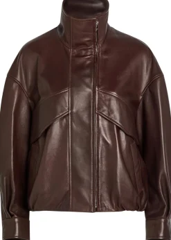 Roland funnel-neck panelled leather jacket