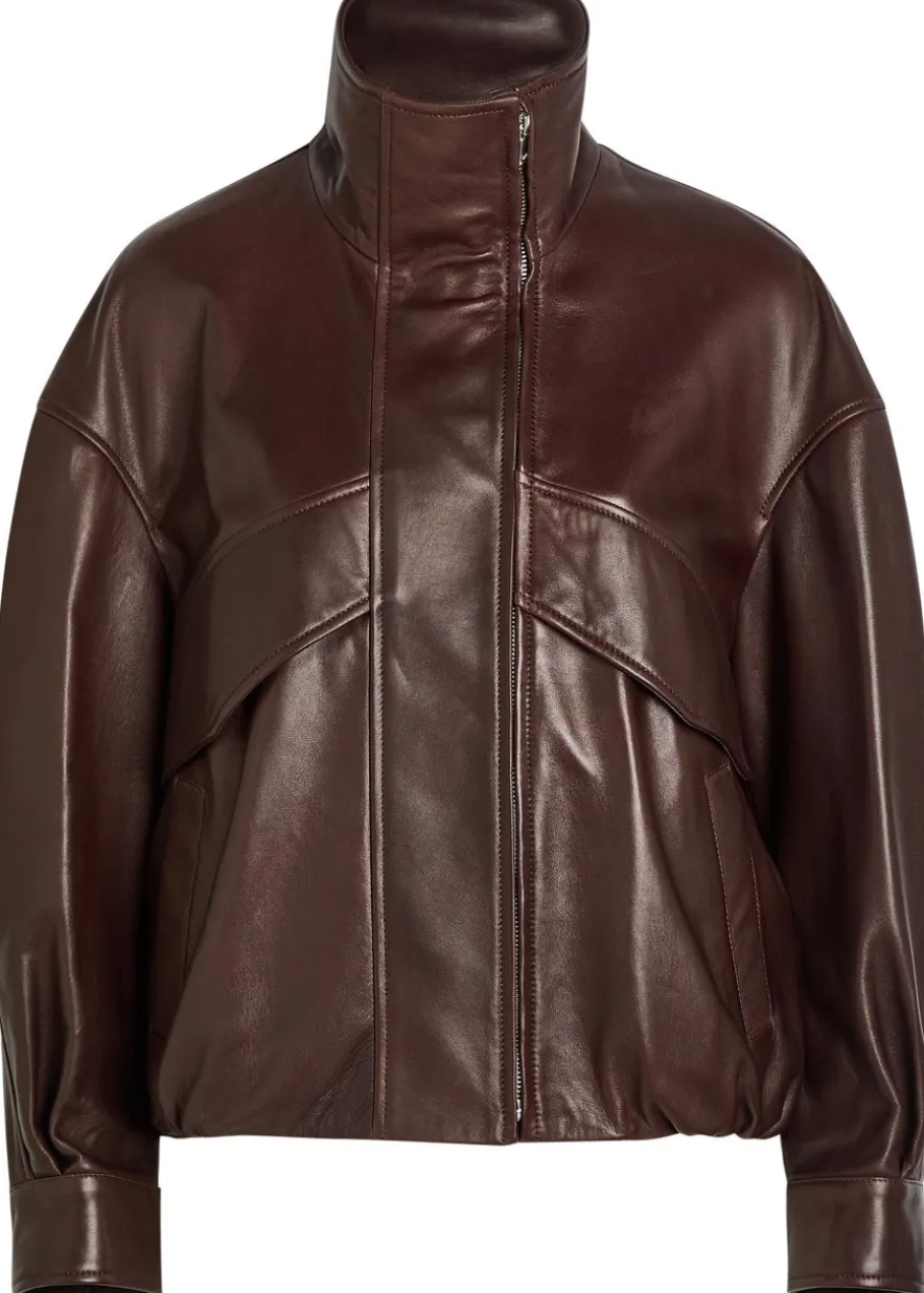 Roland funnel-neck panelled leather jacket