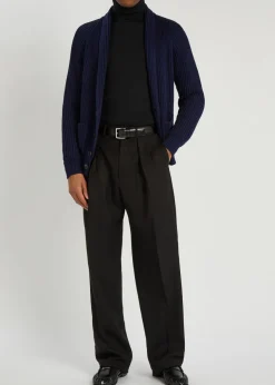 Roll-neck fine-knit wool jumper