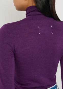 Roll-neck wool and silk-blend top