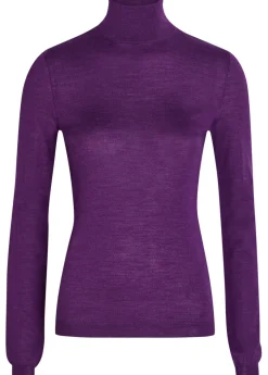 Roll-neck wool and silk-blend top