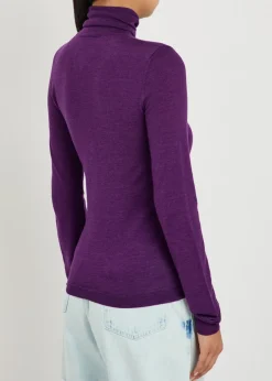 Roll-neck wool and silk-blend top