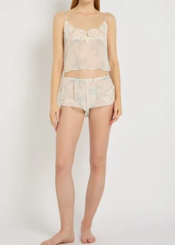 Romance sheer bow-print silk pyjama set