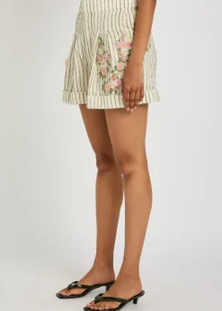 Rommy embroidered cotton-blend shorts