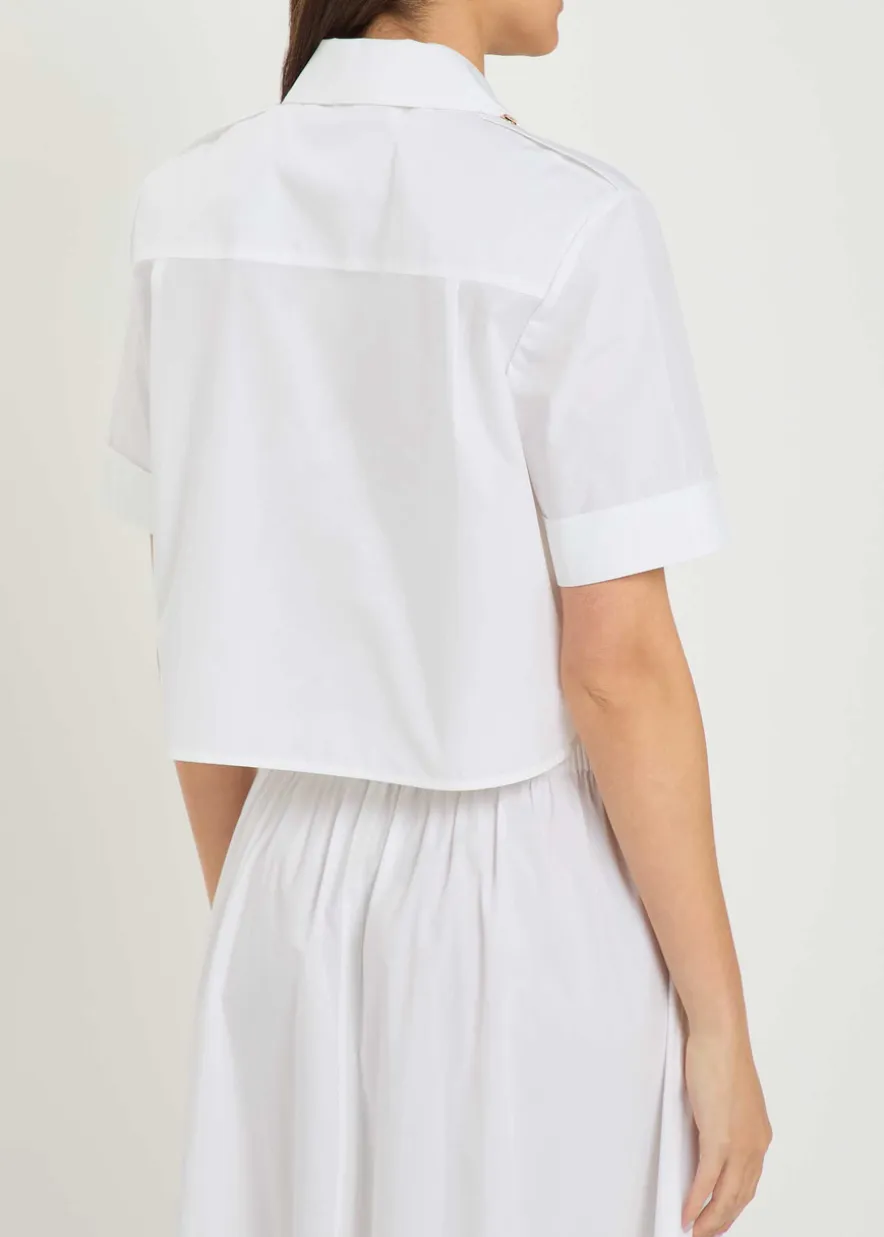 Romy cropped stretch cotton-poplin shirt