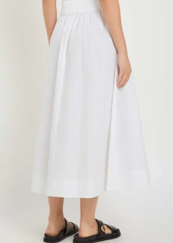 Romy stretch cotton-poplin midi skirt