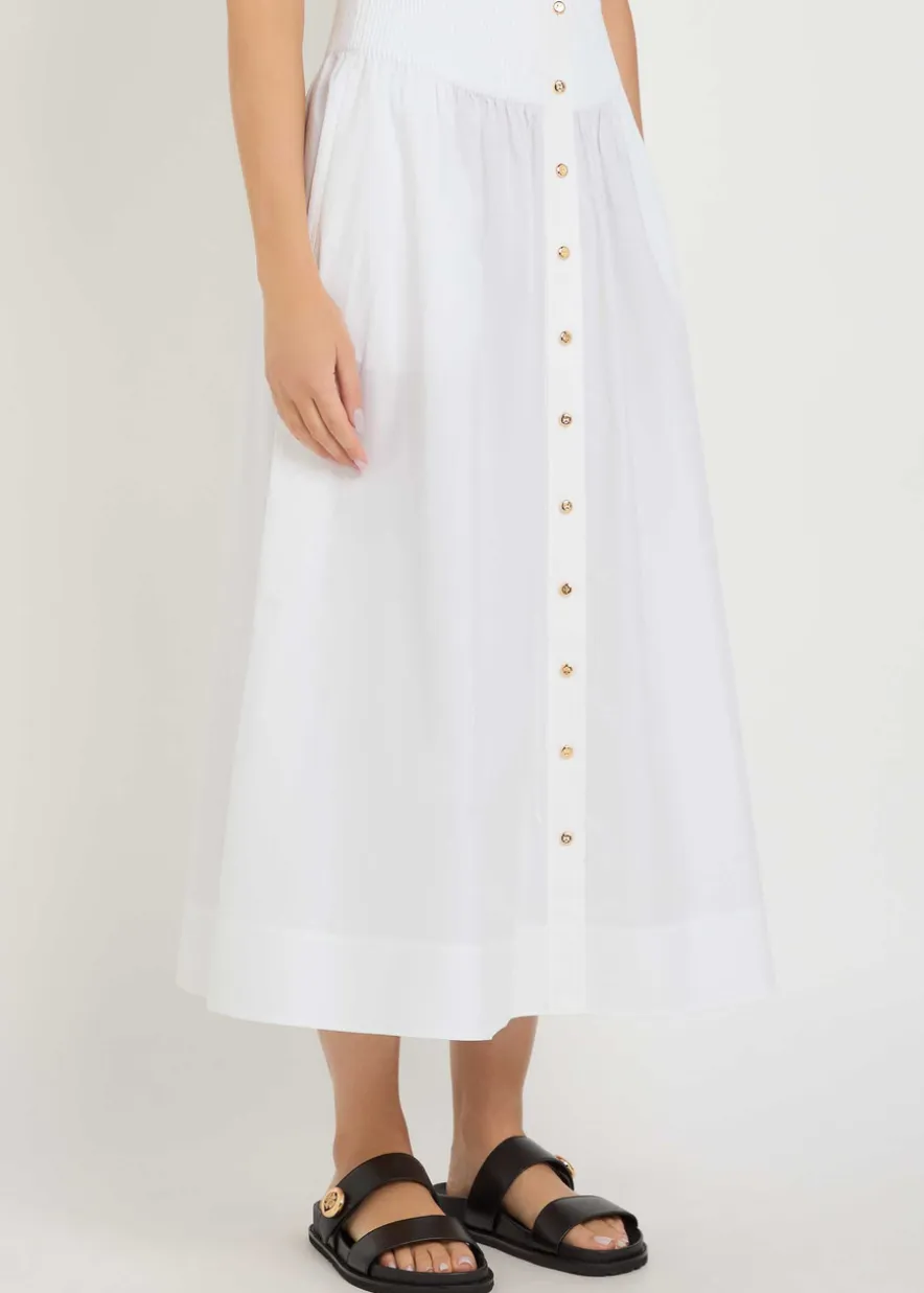 Romy stretch cotton-poplin midi skirt