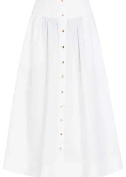 Romy stretch cotton-poplin midi skirt