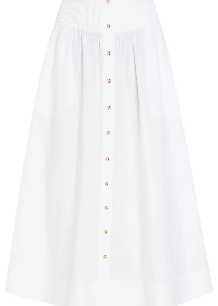 Romy stretch cotton-poplin midi skirt