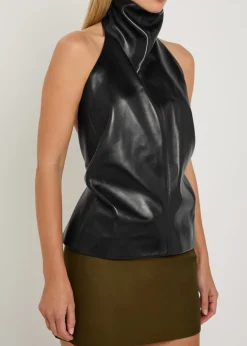 Rone draped leather top