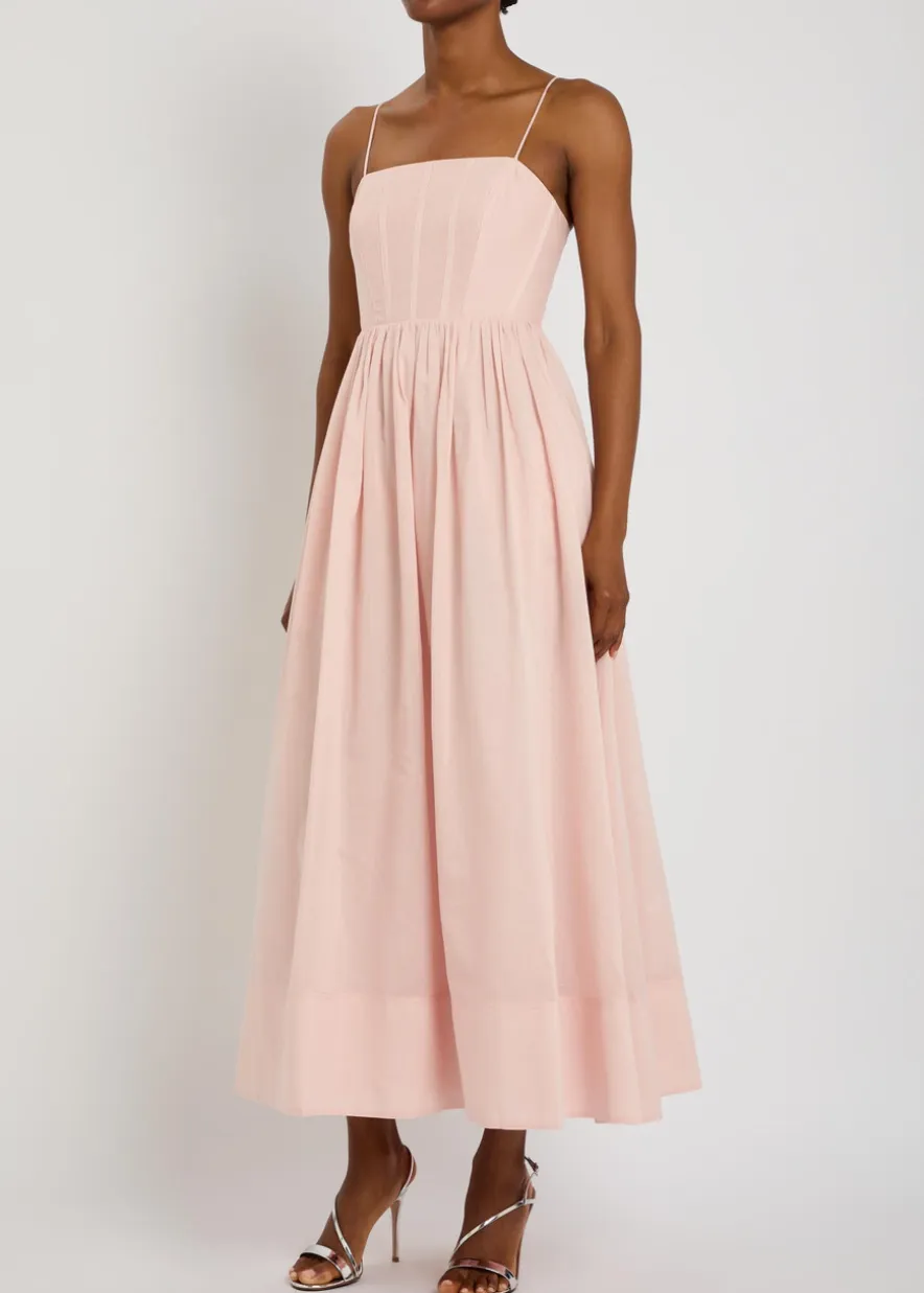 Rosie boned cotton and silk-blend midi dress