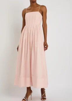 Rosie boned cotton and silk-blend midi dress