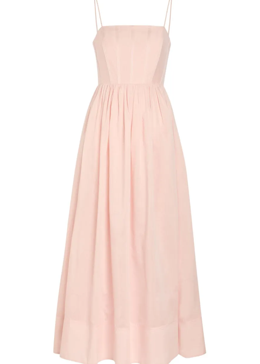 Rosie boned cotton and silk-blend midi dress