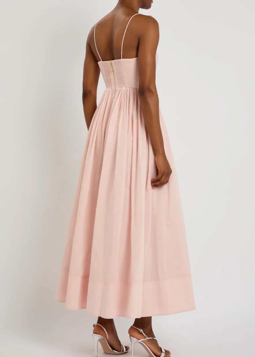 Rosie boned cotton and silk-blend midi dress