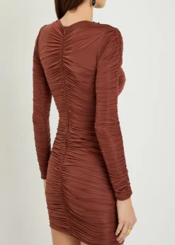 Ross embellished ruched stretch-jersey mini dress