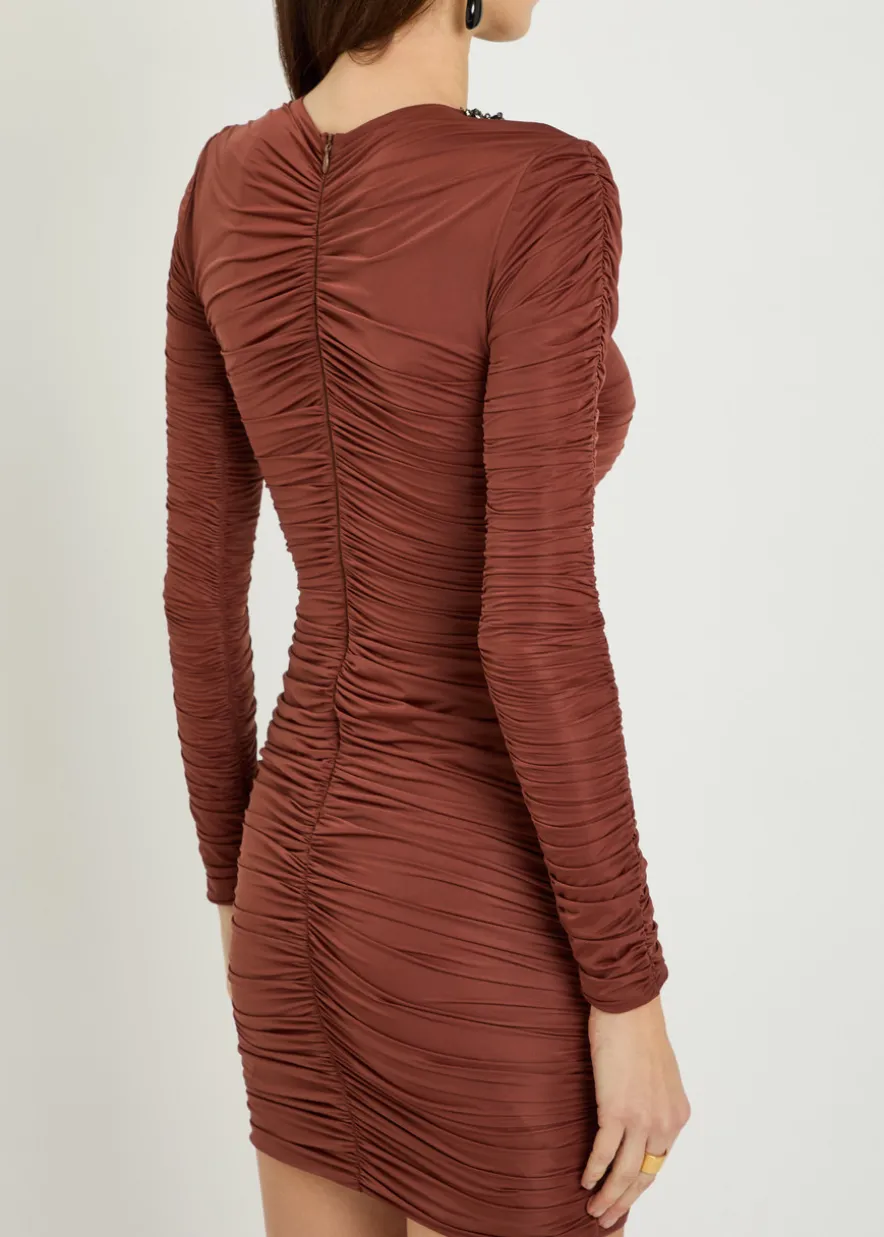 Ross embellished ruched stretch-jersey mini dress