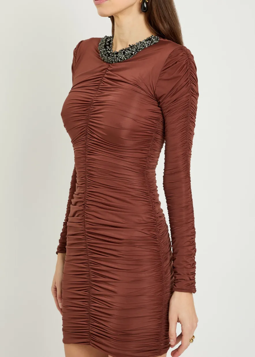 Ross embellished ruched stretch-jersey mini dress