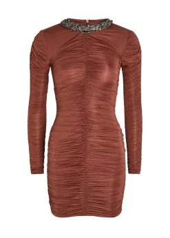 Ross embellished ruched stretch-jersey mini dress