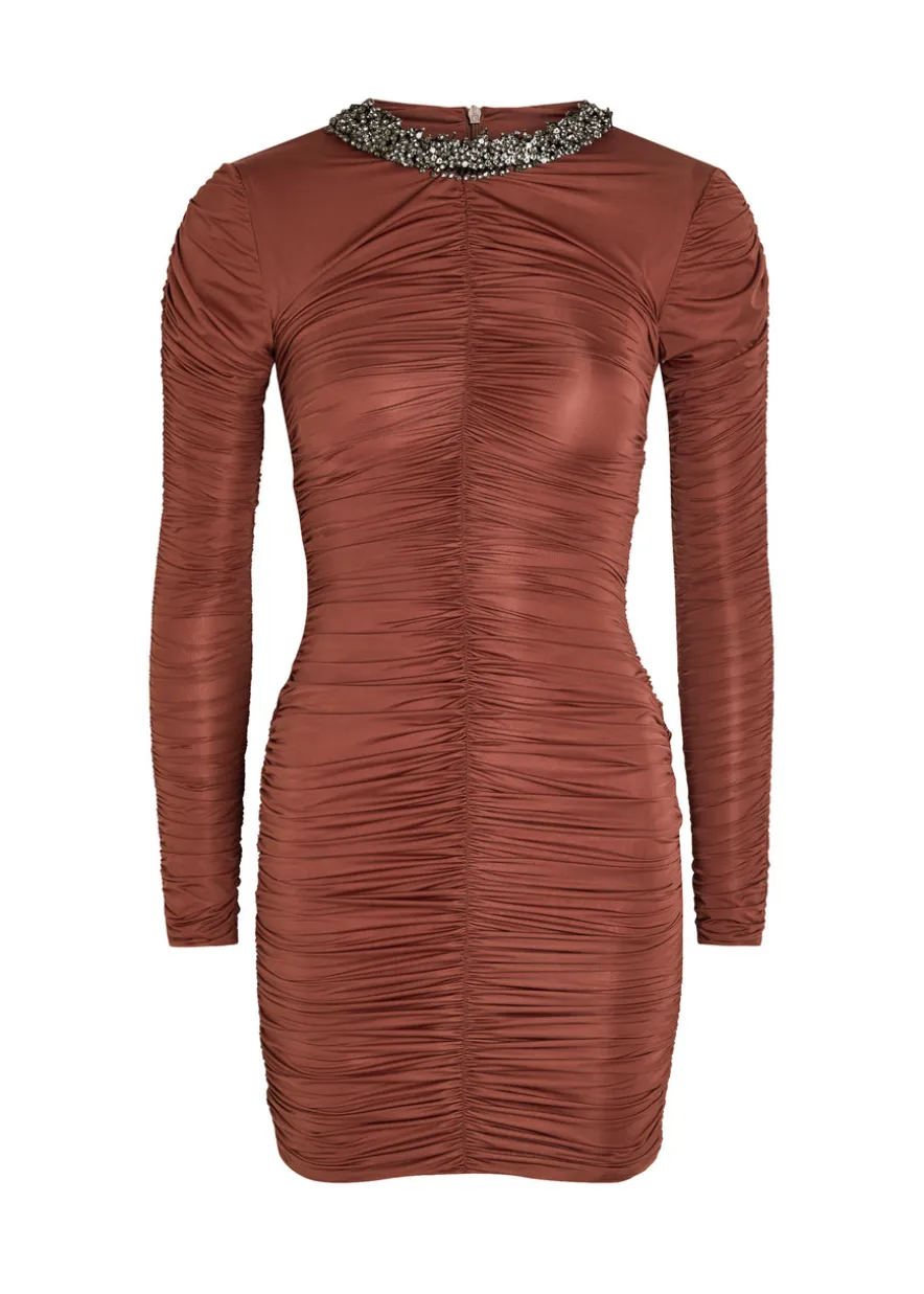 Ross embellished ruched stretch-jersey mini dress