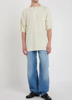 Round-neck ribbed-knit silk top