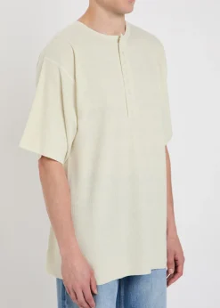 Round-neck ribbed-knit silk top