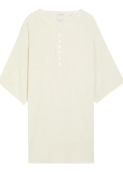 Round-neck ribbed-knit silk top