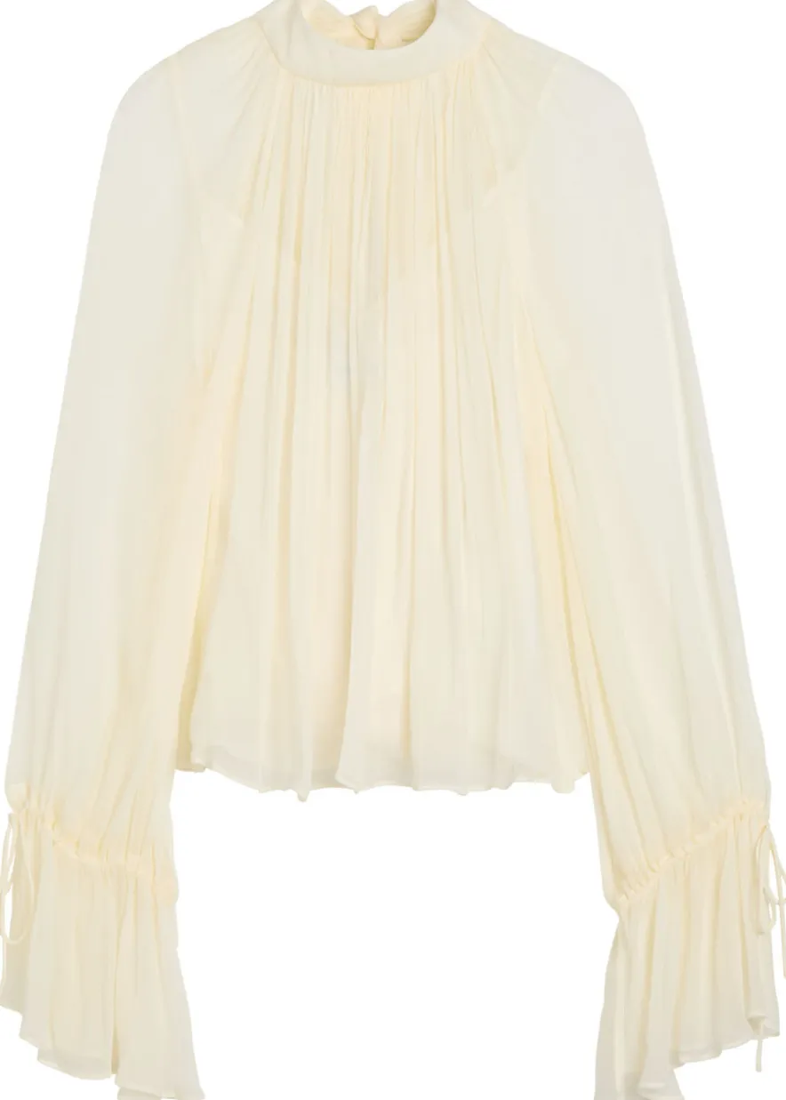 Roux pleated georgette blouse