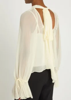 Roux pleated georgette blouse