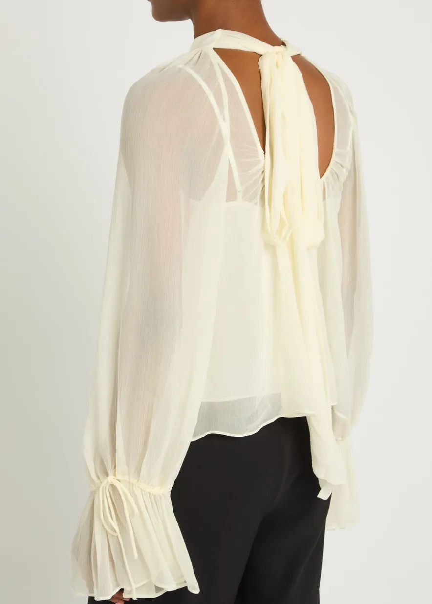 Roux pleated georgette blouse