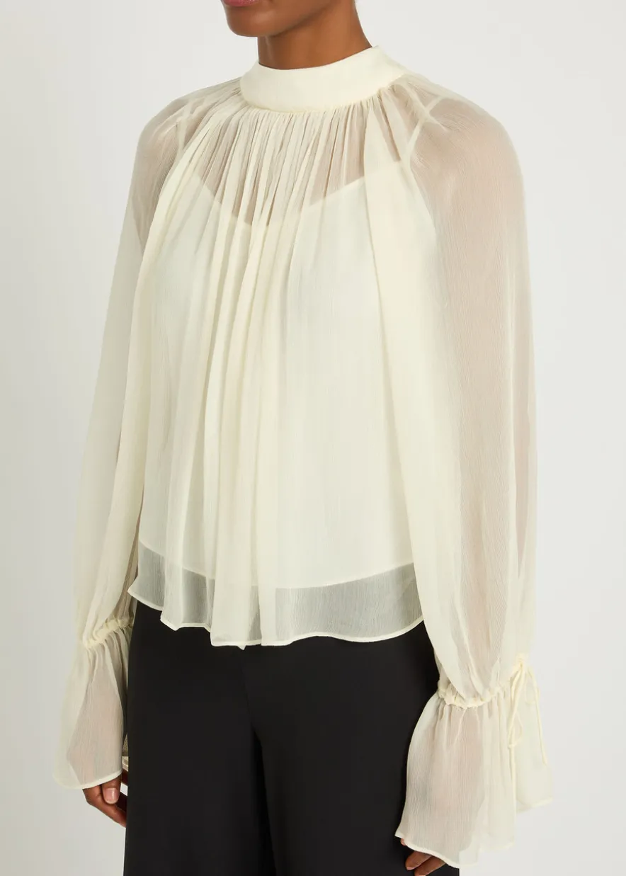 Roux pleated georgette blouse