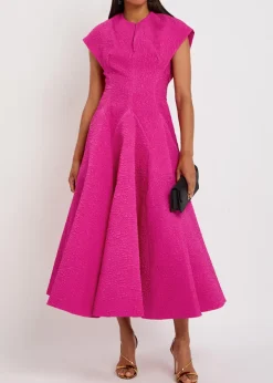 Rova cloqué midi dress