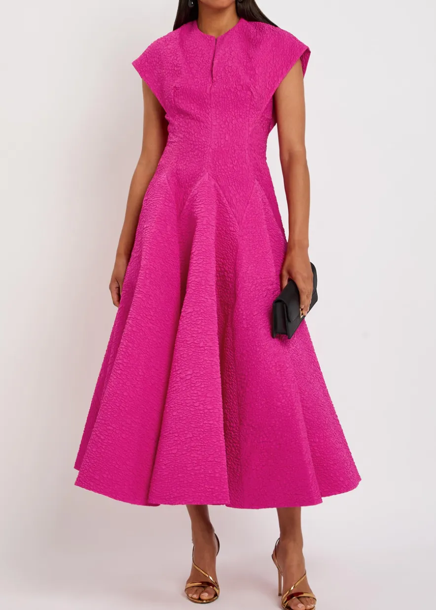 Rova cloqué midi dress