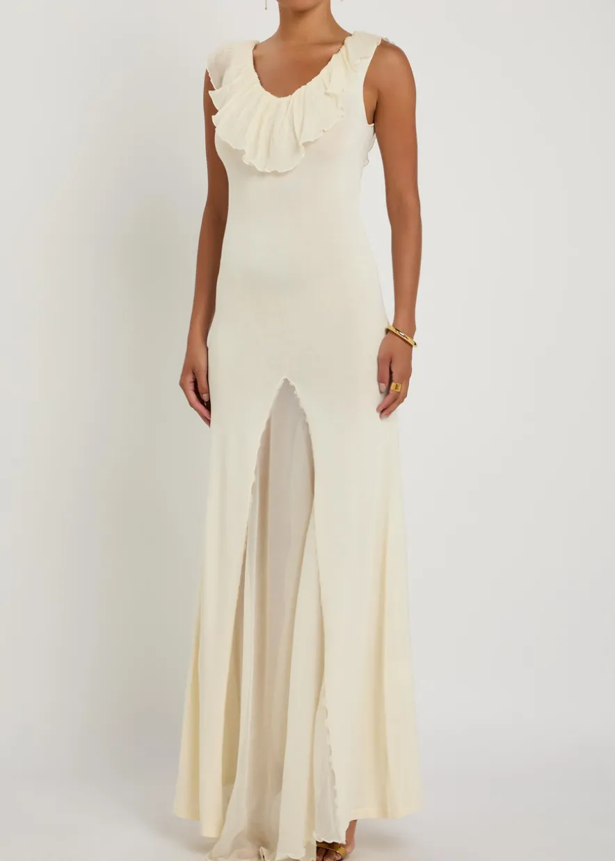 Rowan ruffled fine-knit maxi dress