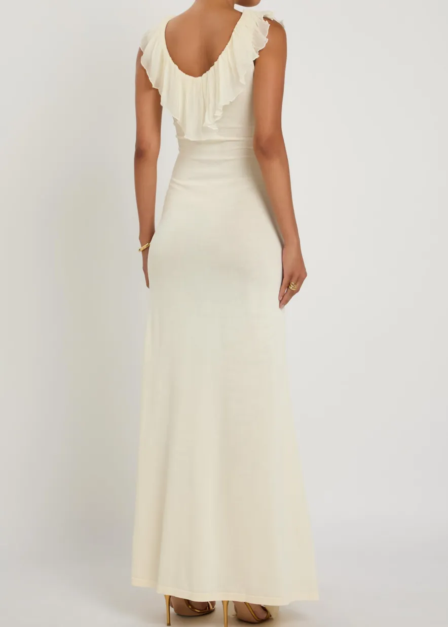 Rowan ruffled fine-knit maxi dress