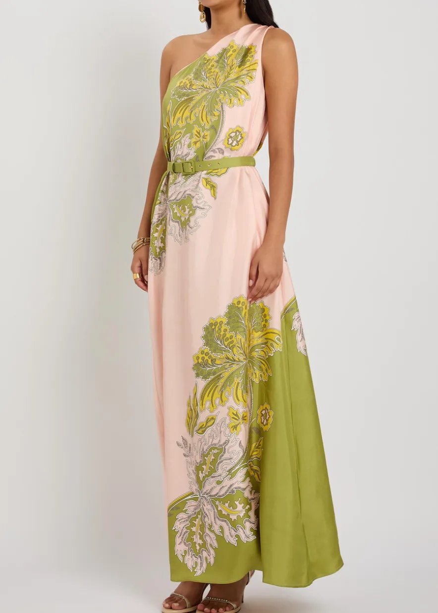 Roy printed belted silk maxi dress