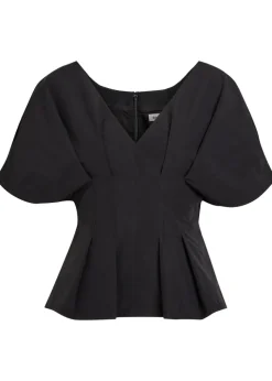 Rozen pleated cotton-blend top