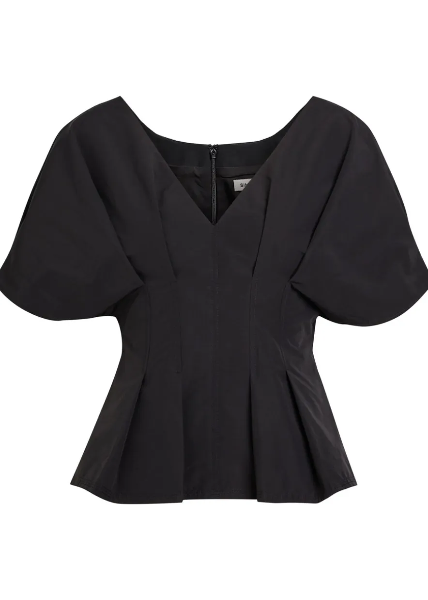 Rozen pleated cotton-blend top