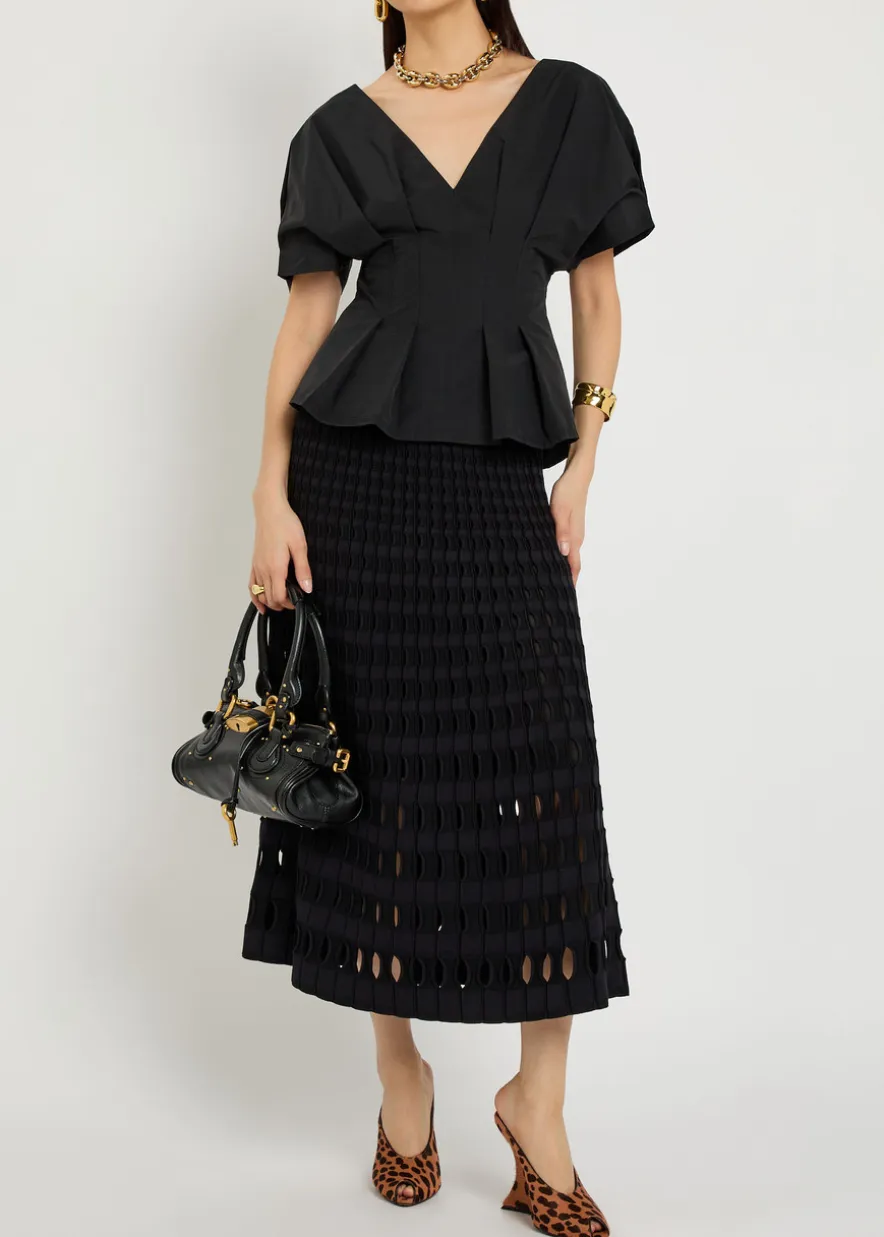 Rozen pleated cotton-blend top