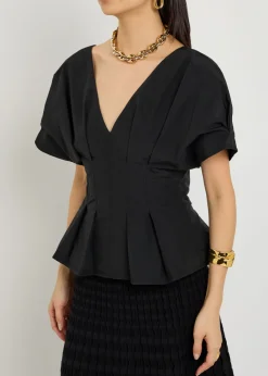 Rozen pleated cotton-blend top