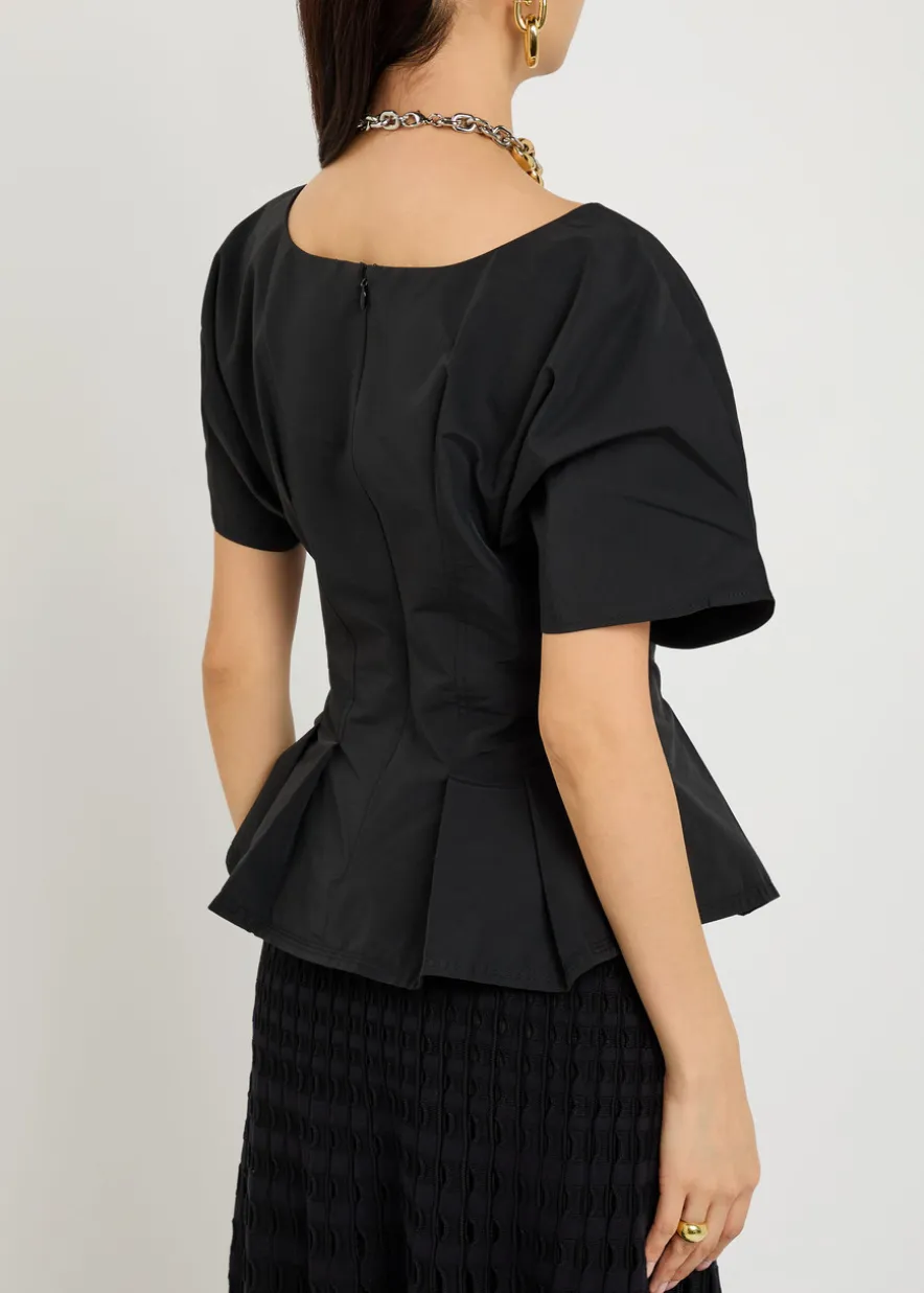 Rozen pleated cotton-blend top